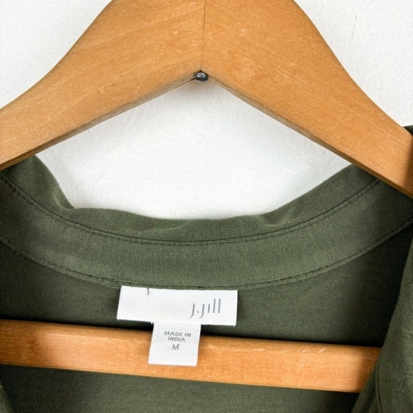 J. Jill Green Button Front Pima Cotton Modal Blend Shirt Dress Sz M - Picture 6 of 9